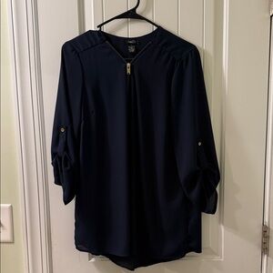 Rue21 Navy Blouse with Gold Accents